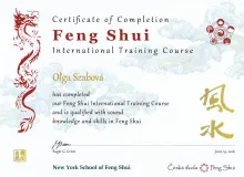 Certificate of Completion Feng Shui International Training Course